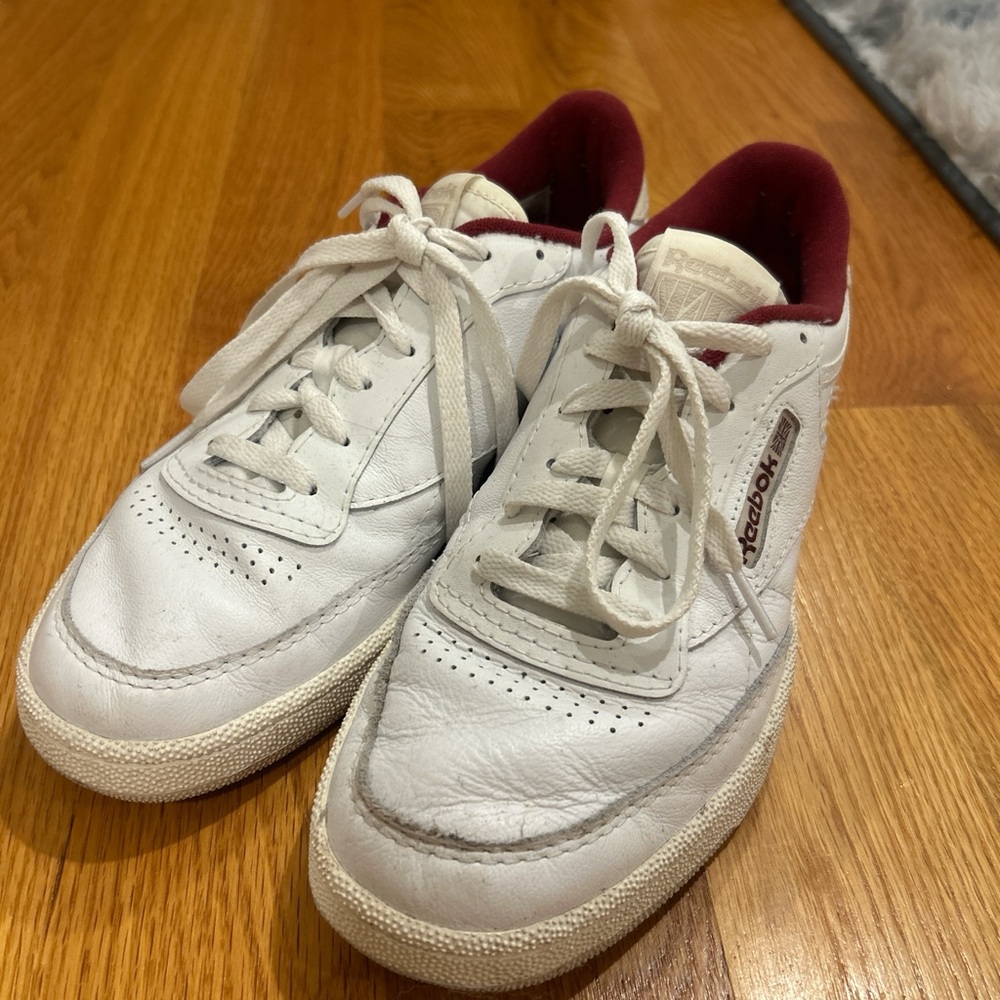 Reebok White and Burgundy Sneakers